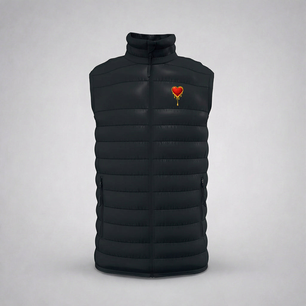Sleeveless skull puffer jacket