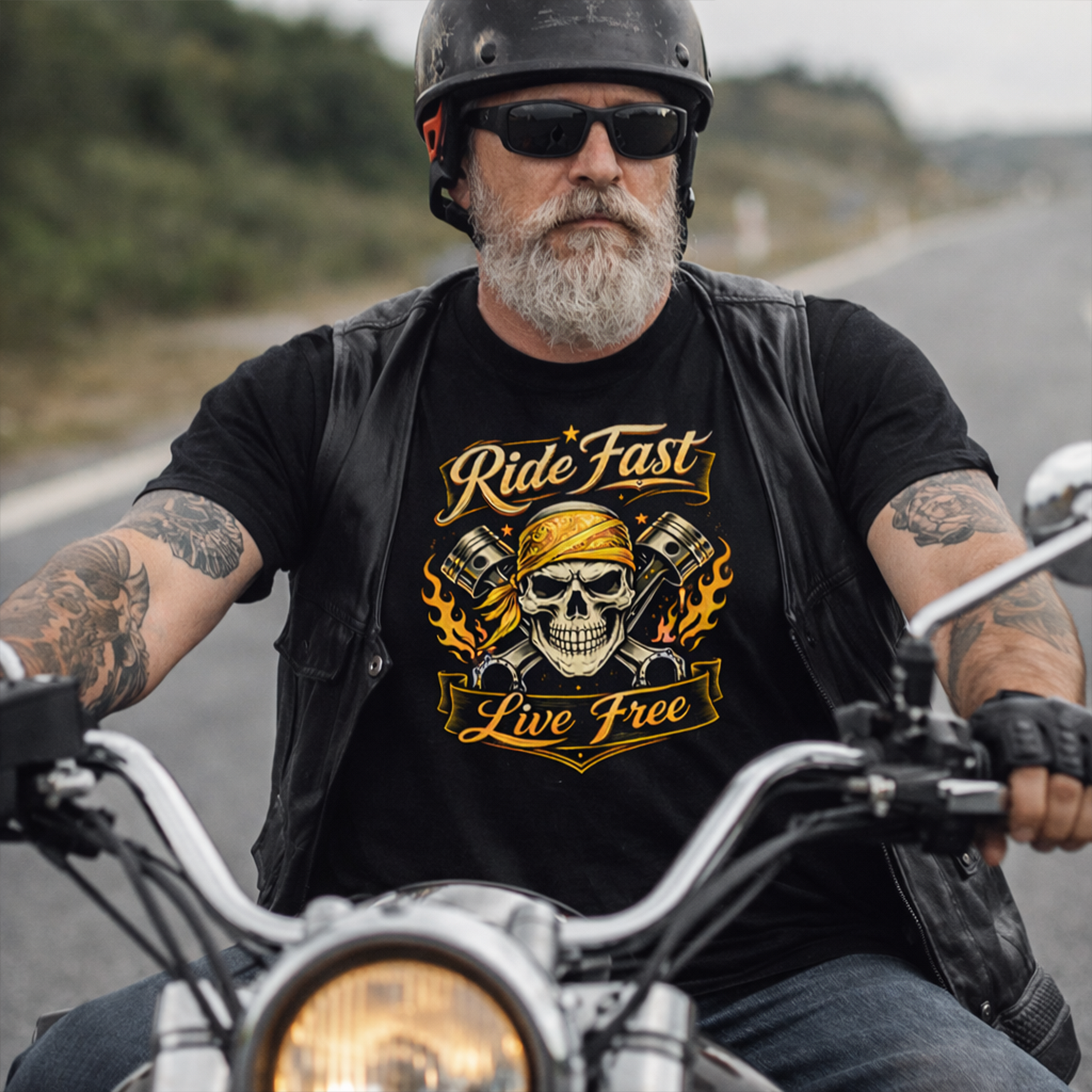 T-Shirt Pirate Ride Fast Live Free